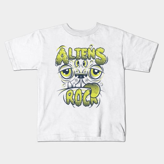 Aliens Rock , Aliens Lovers Kids T-Shirt by TulipDesigns